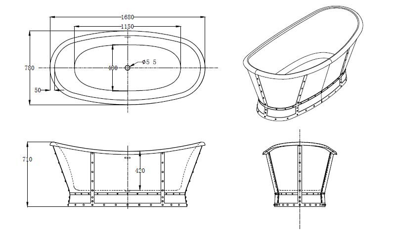 Ванна отдельностоящая BelBagno BB33 168x78