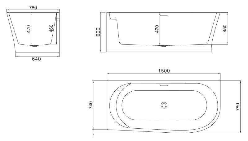 Ванна угловая BelBagno BB410-1500-780-L 150x78