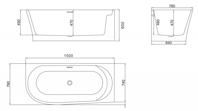 Ванна угловая BelBagno BB410-1500-780-R 150x78