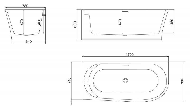 Ванна угловая BelBagno BB410-1700-780-L 170x78