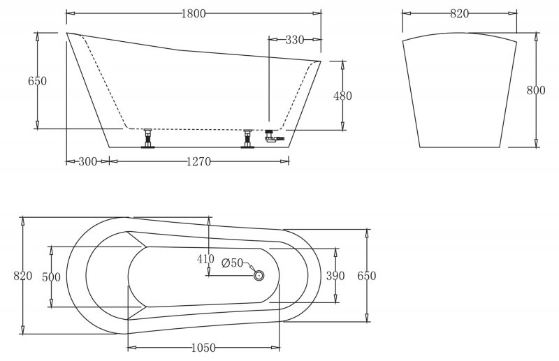 Ванна отдельностоящая BelBagno BB63-1800 180x82