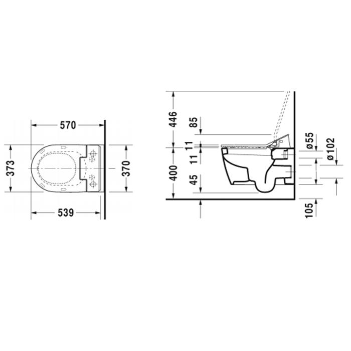 Унитаз подвесной Duravit ME by Starck 2528592000 57x37