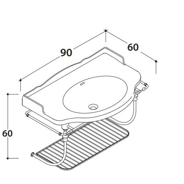 Консоль подвесная для раковины Globo Paestum PASC56 cr 90х60