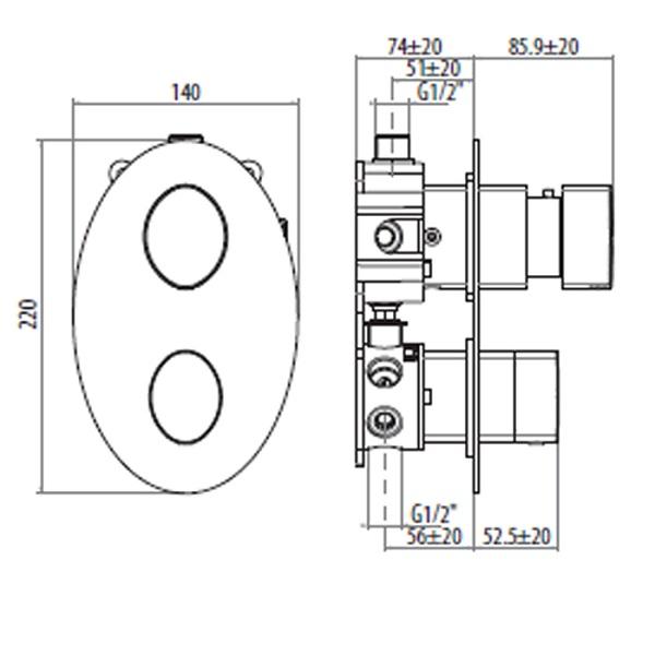 Термостат Gattoni Easy Gbox TS055/22C0cr