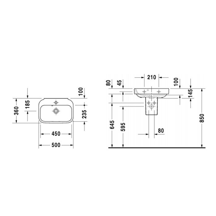 Раковина подвесная Duravit Happy D.2 0709500000 50x36