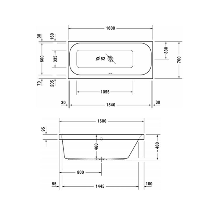 Ванна встраиваемая Duravit Happy D2 700309000000000 160x70