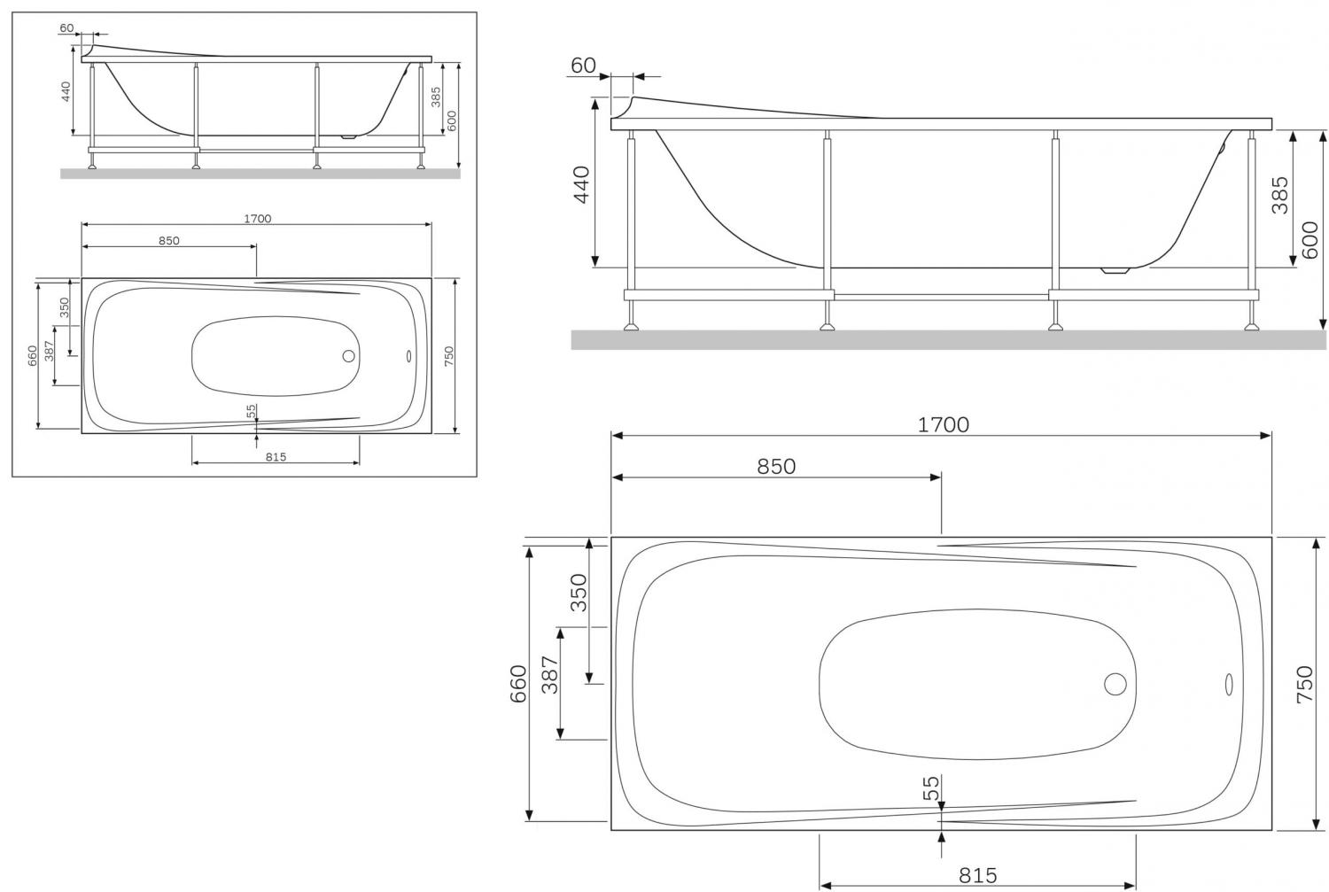 Фронтальная панель AM.PM Sensation W30A-170-075W-P