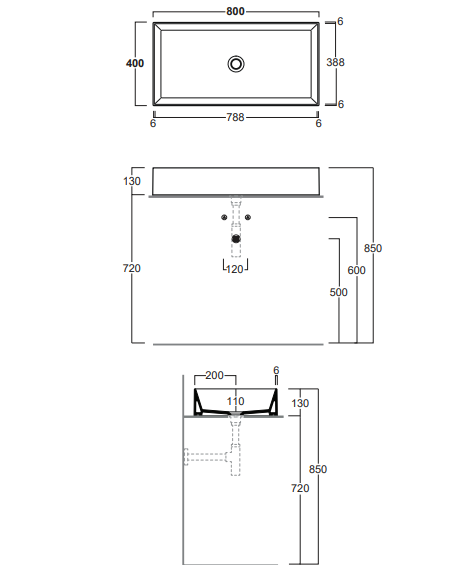 Раковина накладная Simas Agile AG80 bi*0 80х40