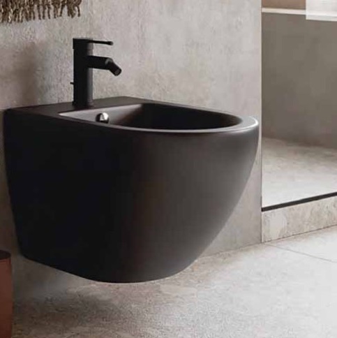 Биде подвесное Ceramalux N 2197-1МВ 49x37 (черный матовый)