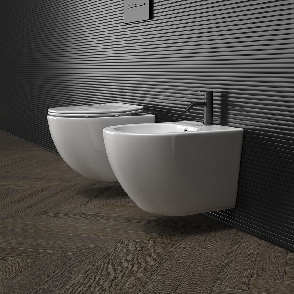 Биде подвесное Ceramica Nova Forma CN3010 48х37 с креплением и донным клапаном  (белый)