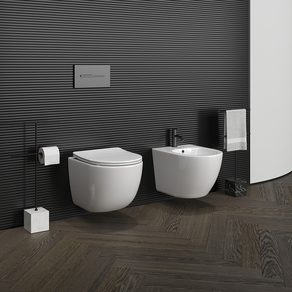 Биде подвесное Ceramica Nova Forma CN3010 48х37 с креплением и донным клапаном  (белый)