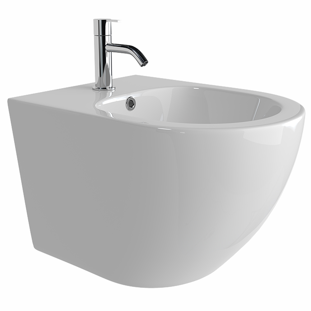 Биде подвесное Ceramica Nova Forma CN3010 48х37 с креплением и донным клапаном  (белый)