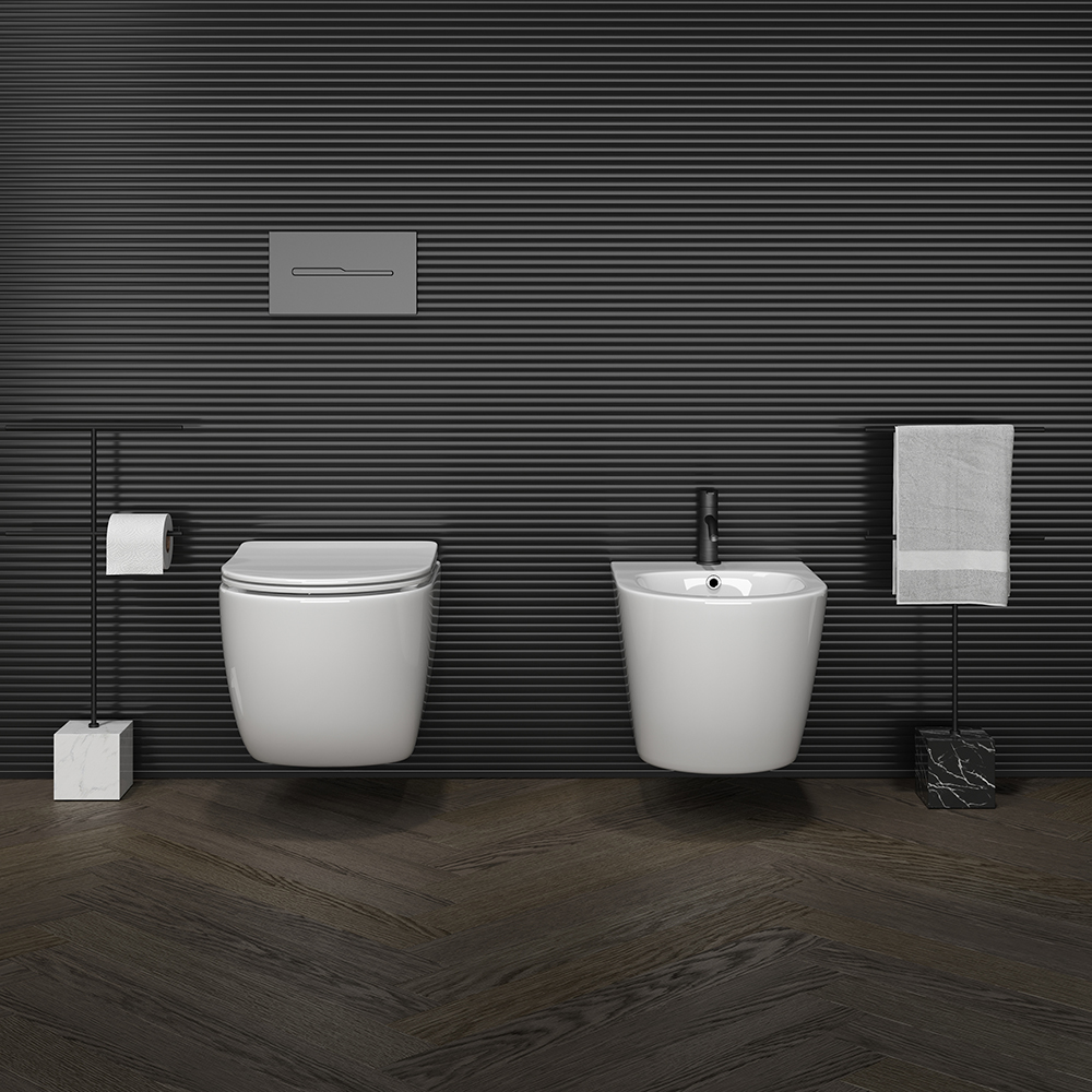 Биде подвесное Ceramica Nova Forma CN3010 48х37 с креплением и донным клапаном  (белый)