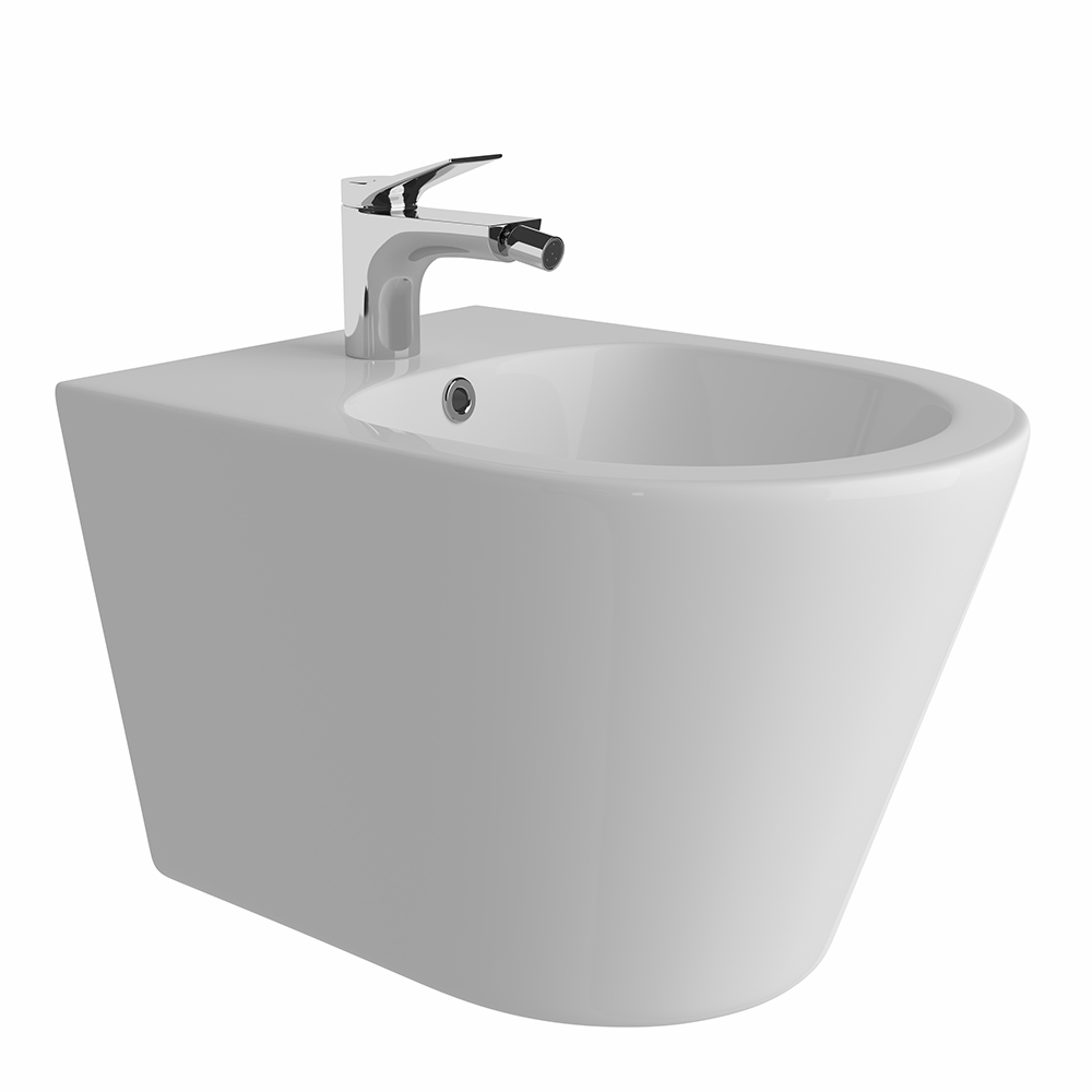 Биде подвесное Ceramica Nova Forma CN3012 48х37 с креплением и донным клапаном (белый)