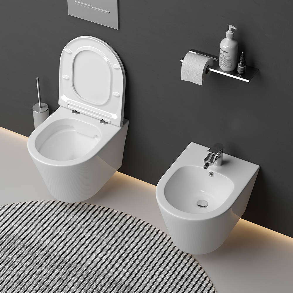 Биде подвесное Ceramica Nova Forma CN3012 48х37 с креплением и донным клапаном (белый)