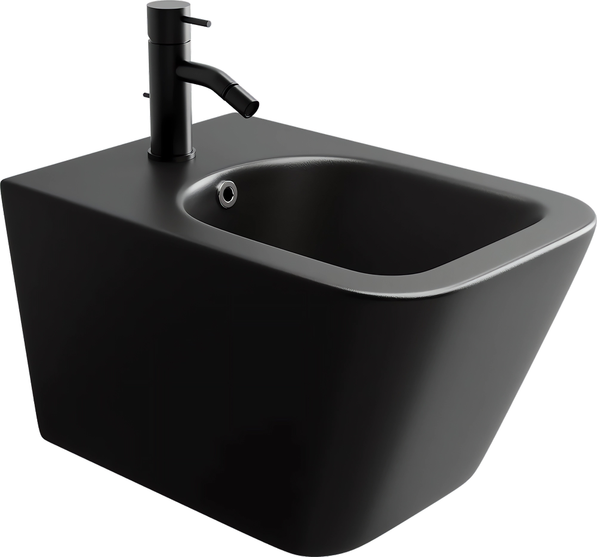 Биде подвесное Ceramica Nova Metric CN3008MB 51х34.5 с донным клапаном и креплением (черный мат)