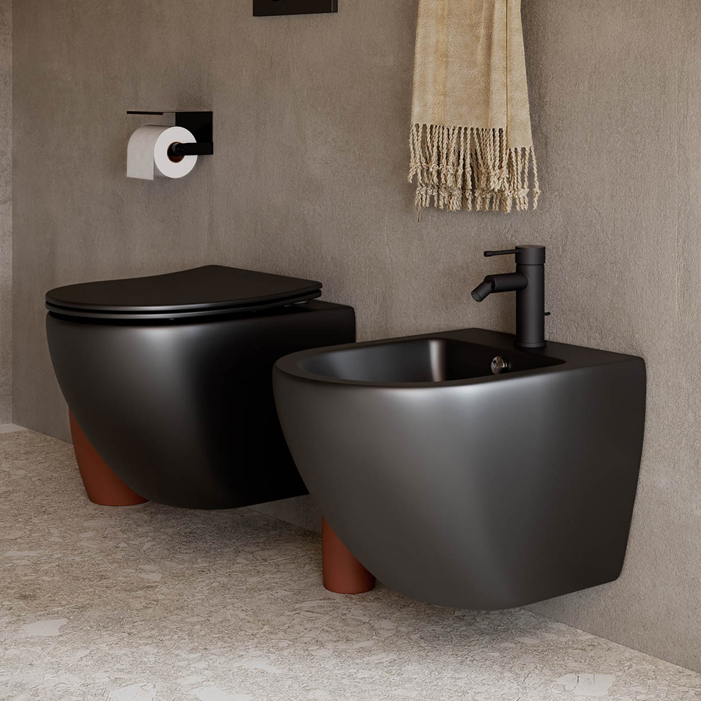 Биде подвесное Ceramica Nova Metropol CN4003MB 49х37с креплением (черный матовый)