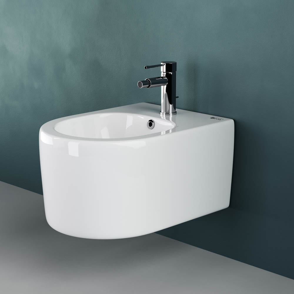 Биде подвесное Ceramica Nova Moments CN3004 49х37 с креплением и донным клапаном с керамической накладкой (белый)