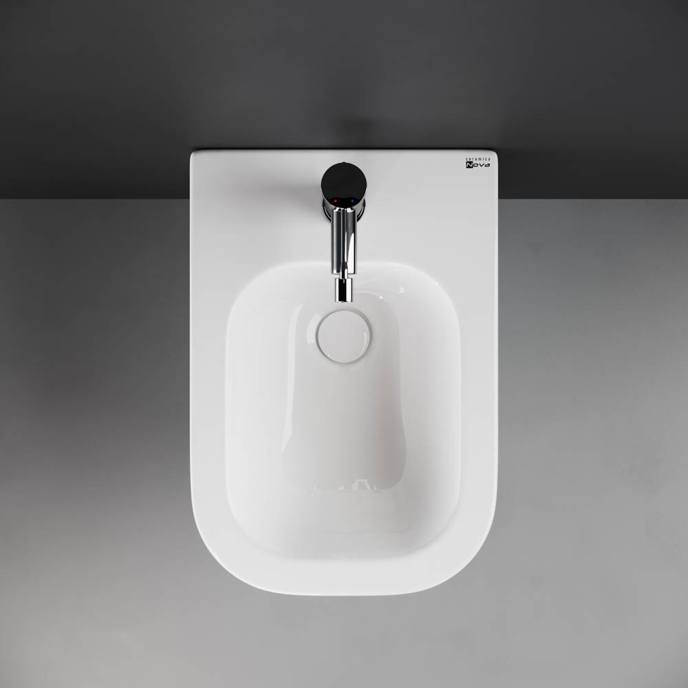 Биде подвесное Ceramica Nova New day CN3006 51х35 с креплением и донным клапаном с керамической накладкой (белый)