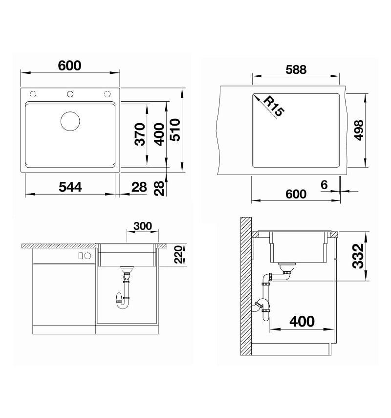 Мойка кухонная Blanco Etagon 6 Бетон 525300 60х51