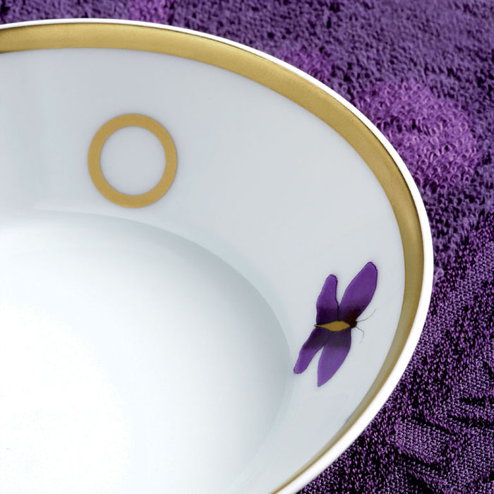 Блюдо фарфоровое 13x13 см. THG Capucine Mauve Decor Or A7D-A02-4615 (золотой, лиловый, белый)