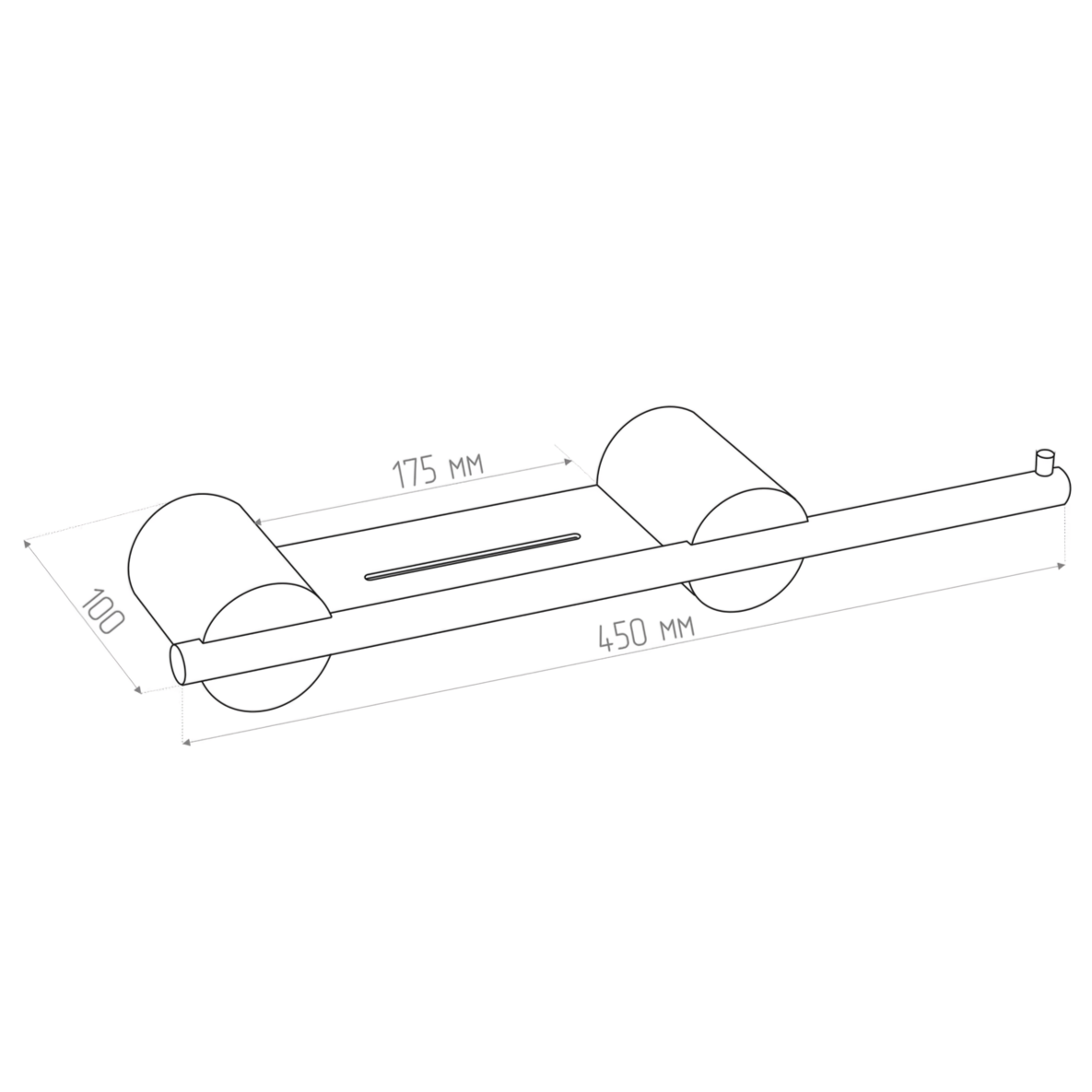 Бумагодержатель Tezza Rollo Art 45 см (черный) с местом хранения, левое