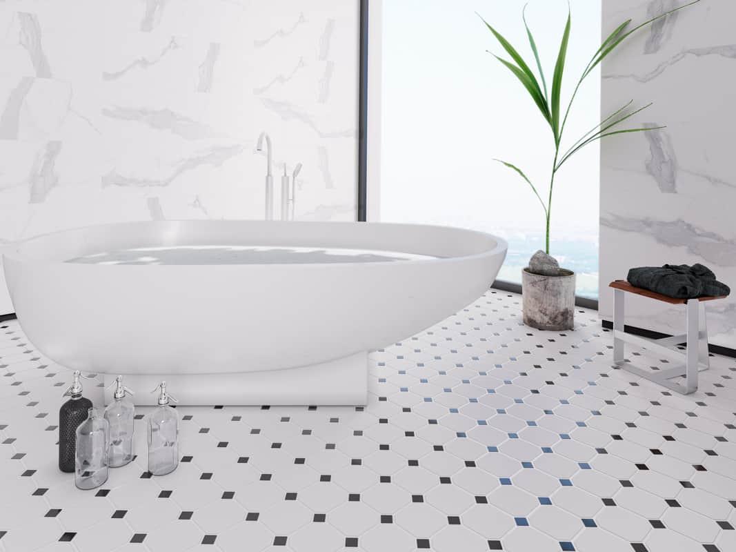 Мозаика Starmosaic Octagon Big White/Black Matt (CLA006) 30х30