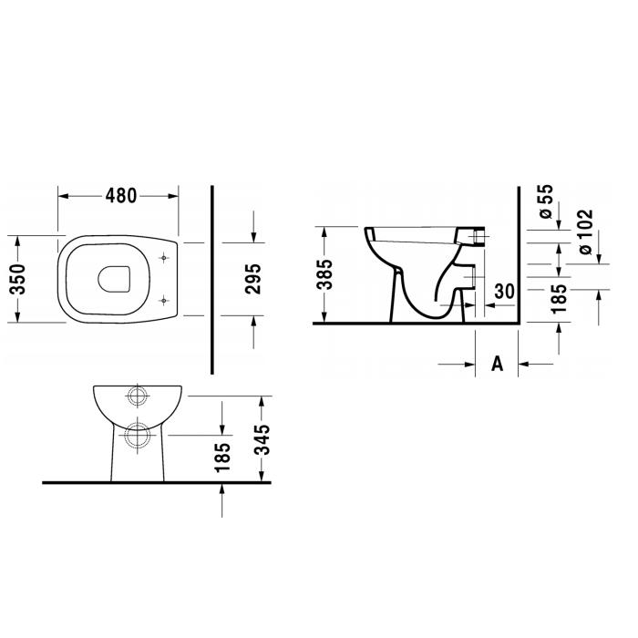 Унитаз напольный Duravit D-Code 21080900002 48x35