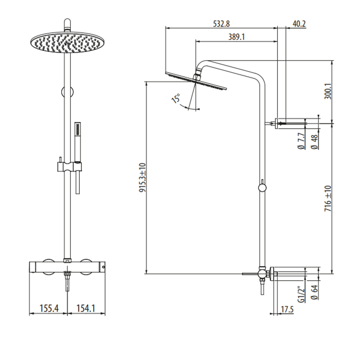 Душевая стойка Gattoni Circle One 9095/PDBO