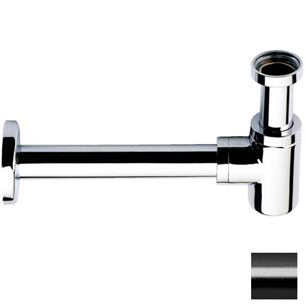 Cифон для раковины короткий Remer 958BCFP (черный хром браш.)