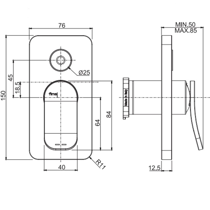 Cмеситель для душа встраиваемый Fima Carlo Frattini Flo F3809E2CR (хром)