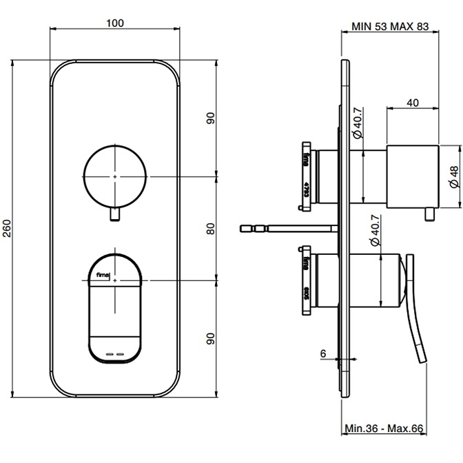 Cмеситель для душа встраиваемый Fima Carlo Frattini Flo F3809X6CR (хром)
