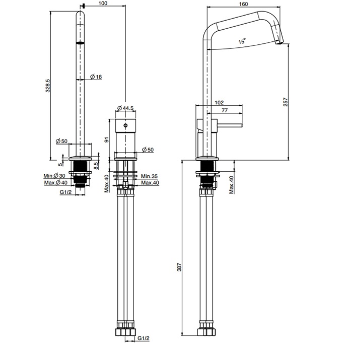 Cмеситель для раковины Fima Carlo Frattini Spillo Tech F3271TNDXOR (золотой), с донным клапаном