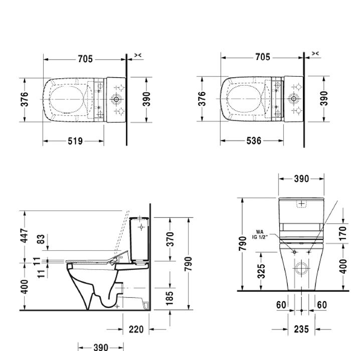 Унитаз моноблок Duravit DuraStyle 2156590000 70x37