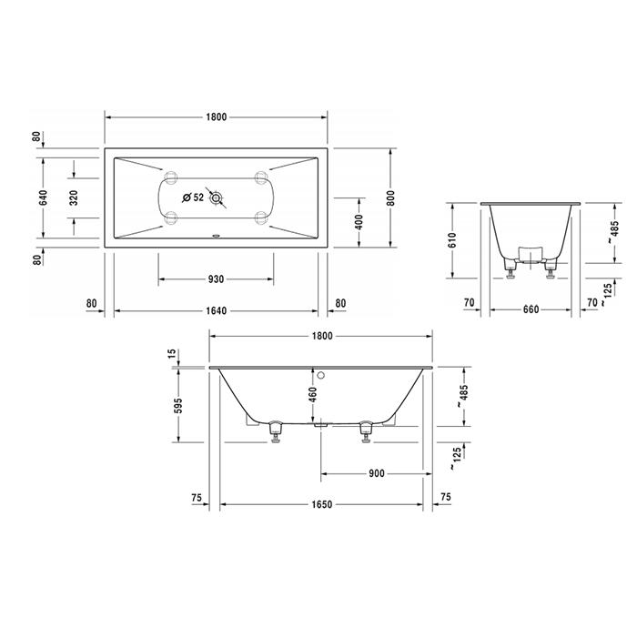 Ванна встраиваемая Duravit DuraSquare 700426000000000 180x80