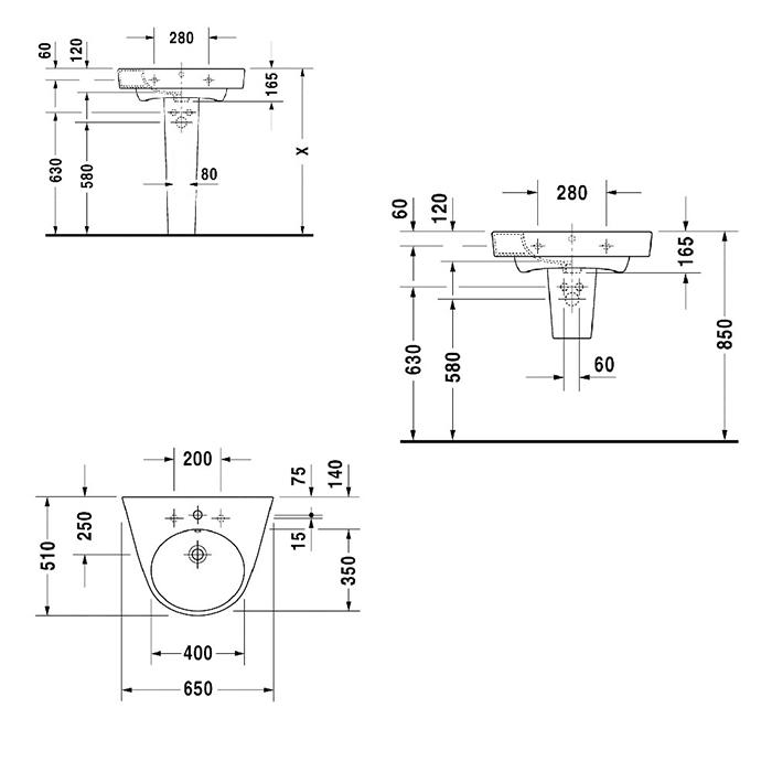 Раковина подвесная Duravit Starck 2 2323650000 65x50