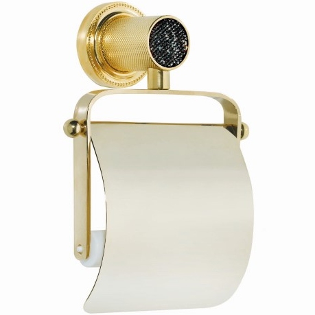 Держатель для туалетной бумаги с крышкой Boheme Royal Cristal 10921-G-B (золотой, черный)