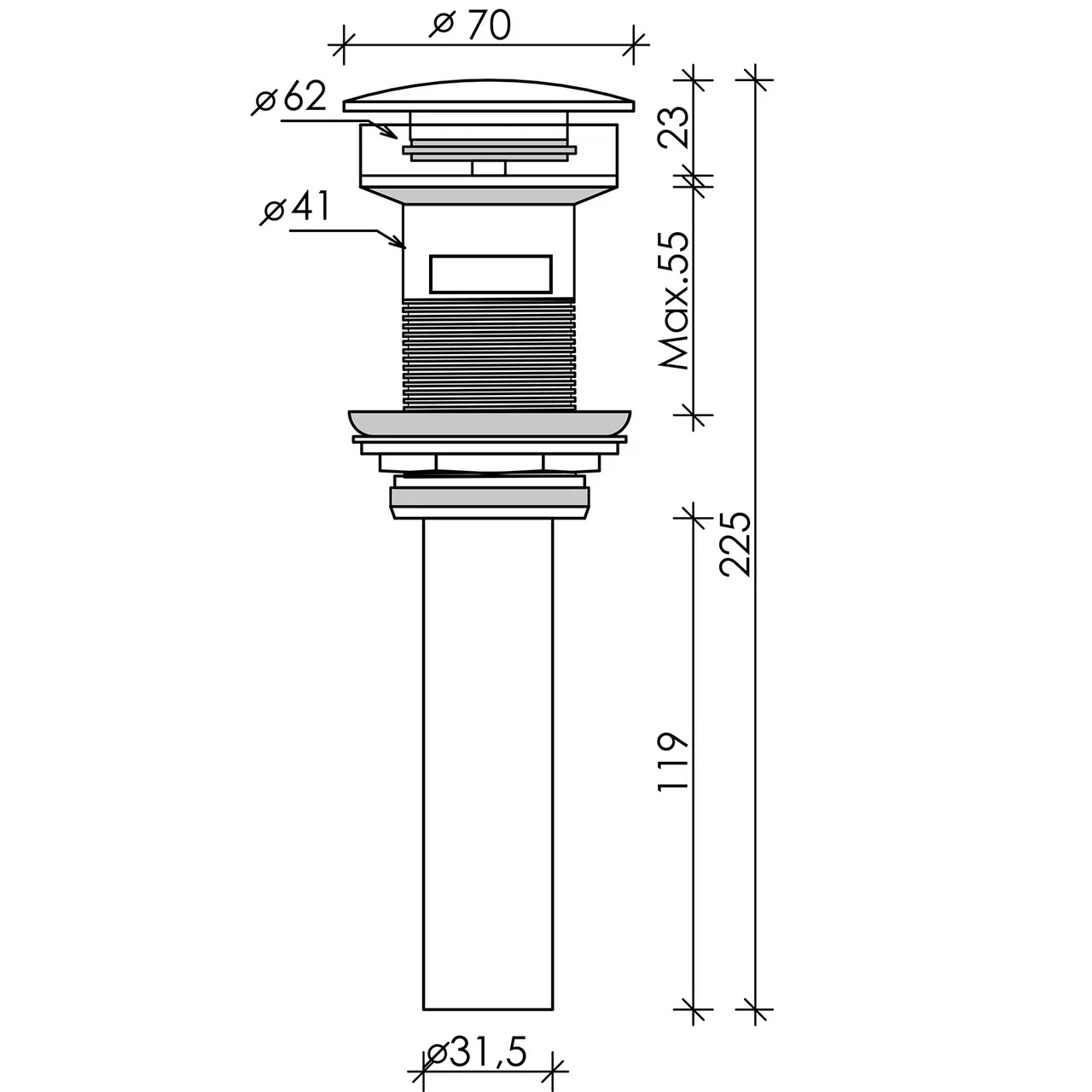 Донный клапан Ceramica Nova CN2000MBx (черный матовый), с переливом