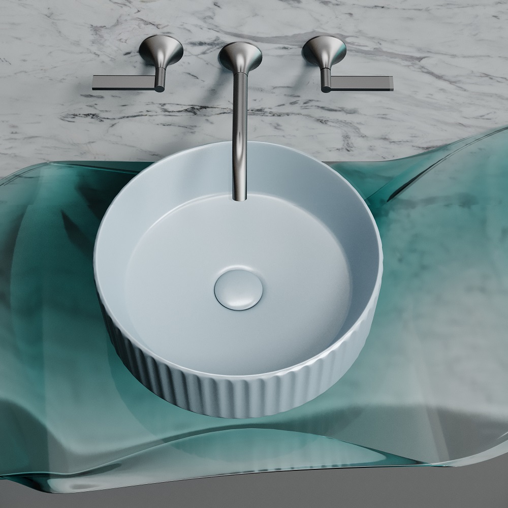 Раковина накладная Ceramicanova Element CN6057ML 36x36x11.5 (голубой матовый), без донного клапана