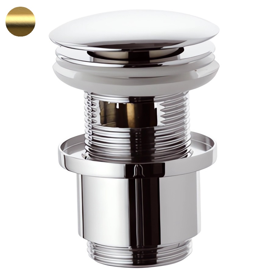 Донный клапан Remer 905CC2114BG (золото брашированное), с переливом, короткий