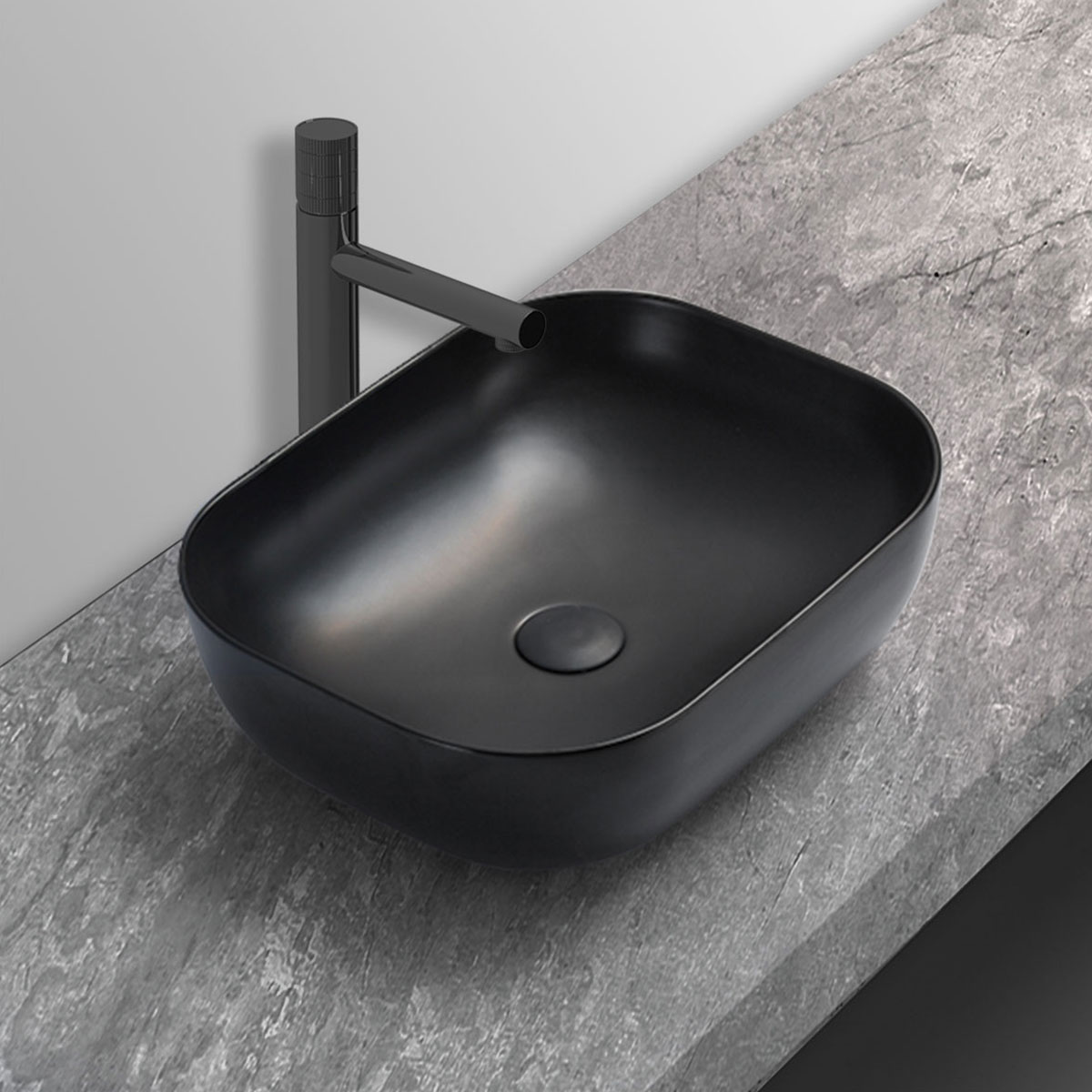 Донный клапан с керамической крышкой Vincea DBS-316MB (черный матовый), без перелива