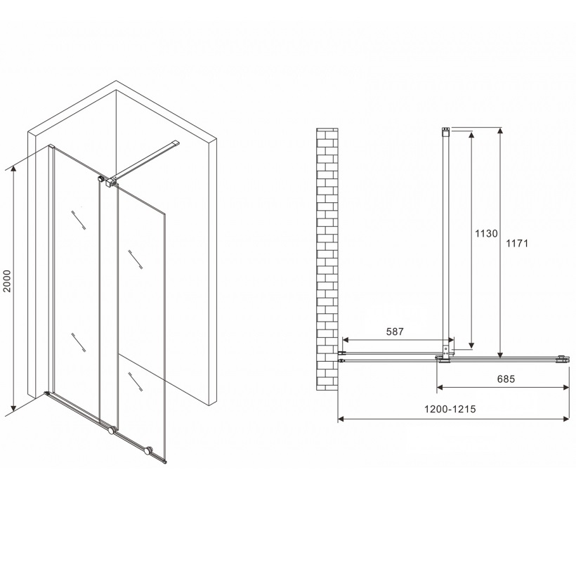 Душевая перегородка Abber Komfort AG09120B 120х200 (черный матовый)