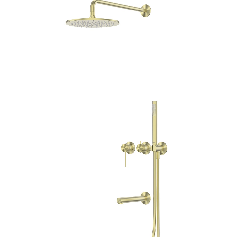 Душевая система Abber Emotion 316 AF8817BG 25x25 (светлое золото брашированное), с изливом