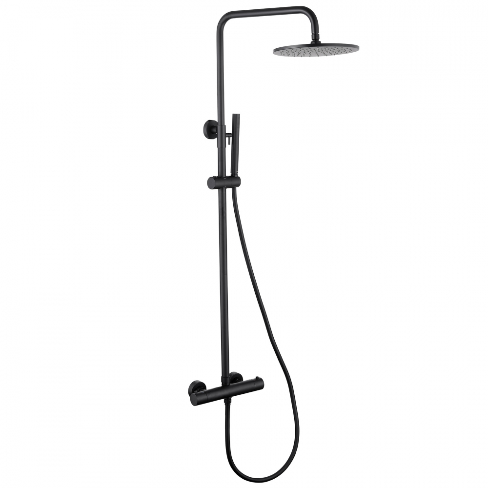 Душевая стойка с термостатом Abber Wasser Kreis AF8160B (черный матовый), без излива