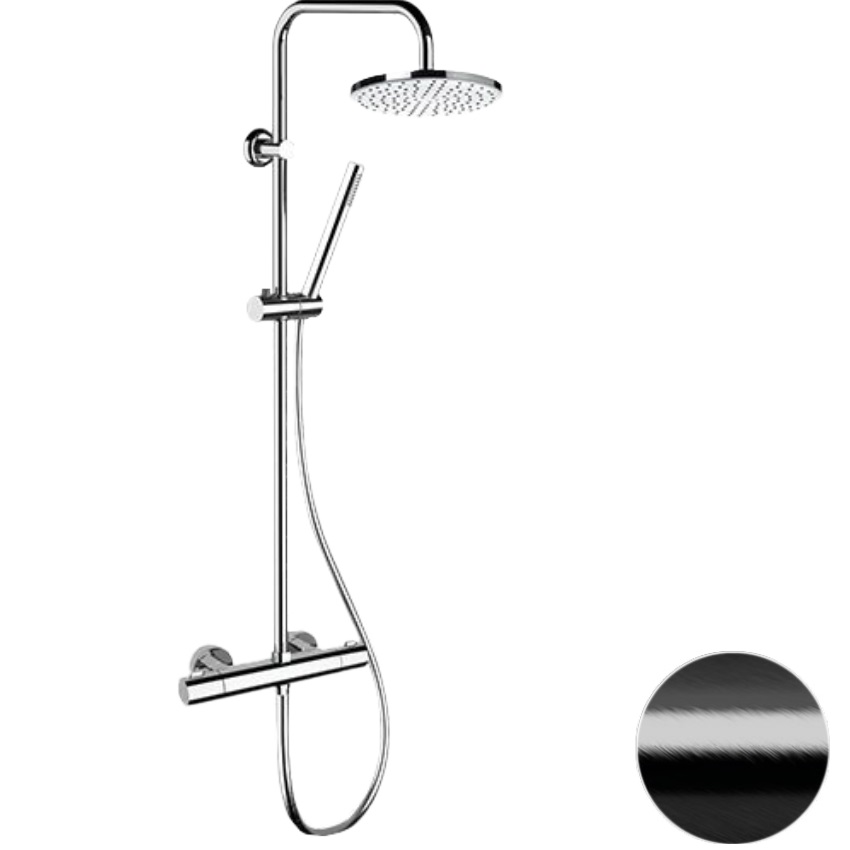 Душевая система Remer Elegance EQ32X7MMM20CFP (черный брашированный хром), с термостатом, без излива