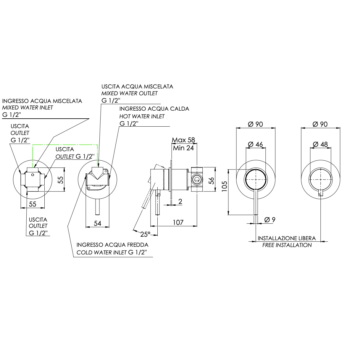 Душевая система Remer X Style X96D3SETBG (золото брашированное), с изливом
