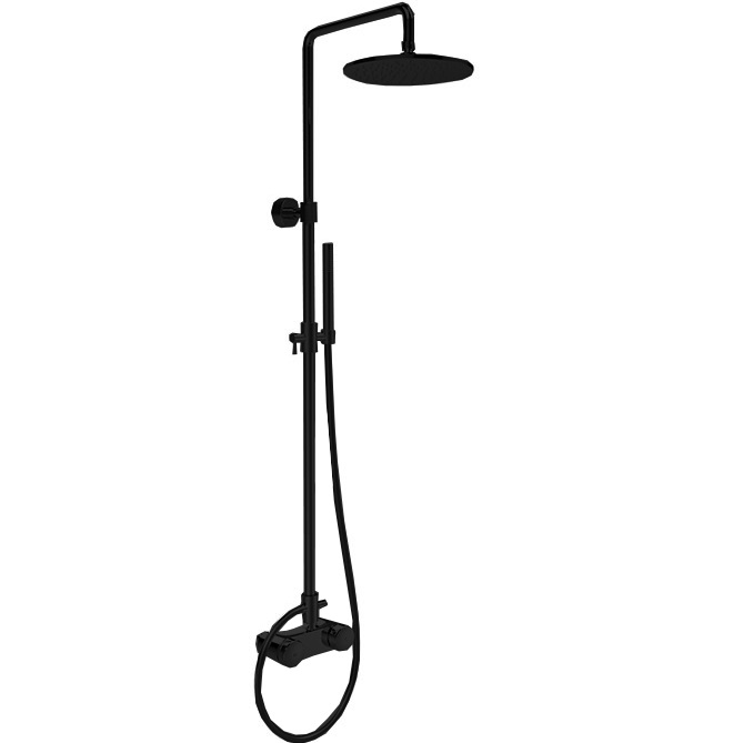 Душевая стойка с верхним душем 25x25 Fima Carlo Frattini Wellness Colonne doccia F5605/2VNS (черный матовый), с термостатом, без излива