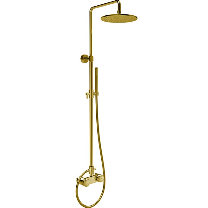 Душевая стойка с верхним душем 25x25 Fima Carlo Frattini Wellness Colonne doccia F5605/2VOR (золотой), с термостатом, без излива