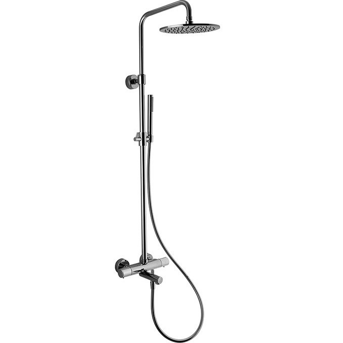 Душевая стойка с верхним душем 25x25 Fima Carlo Frattini Wellness F4284/R253CR (хром), с термостатом, с изливом