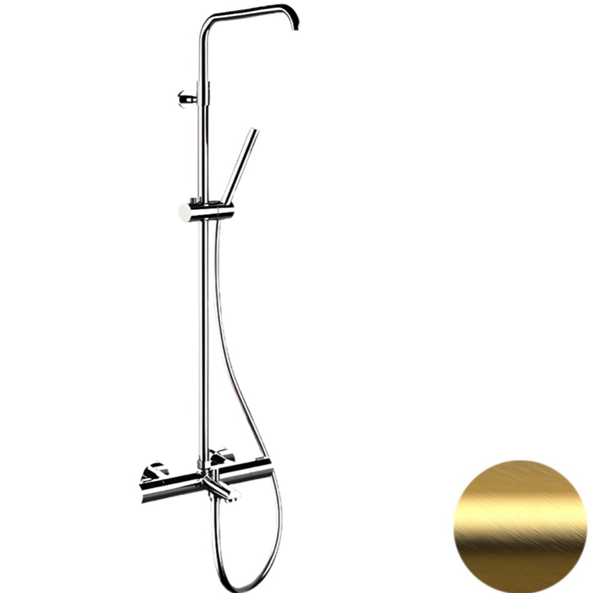 Душевая система термостатическая Remer Elegance EQ34A7MMSSOFBG (золото брашированное), с изливом